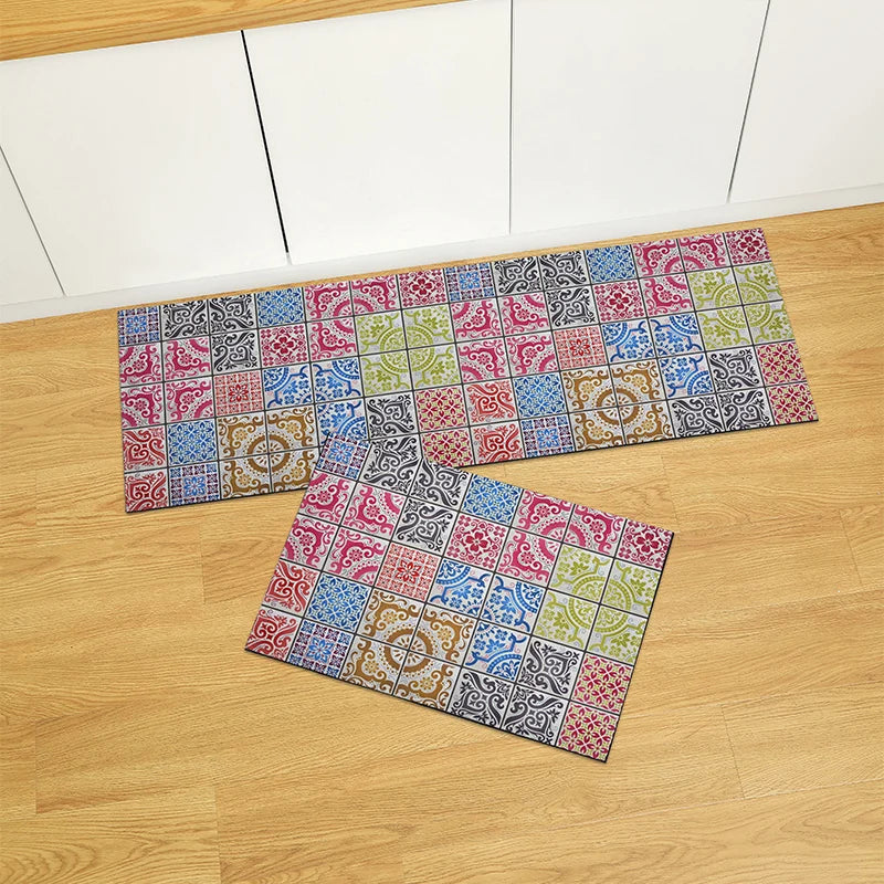 Tapis acrylique carreaux de ciment cuisine