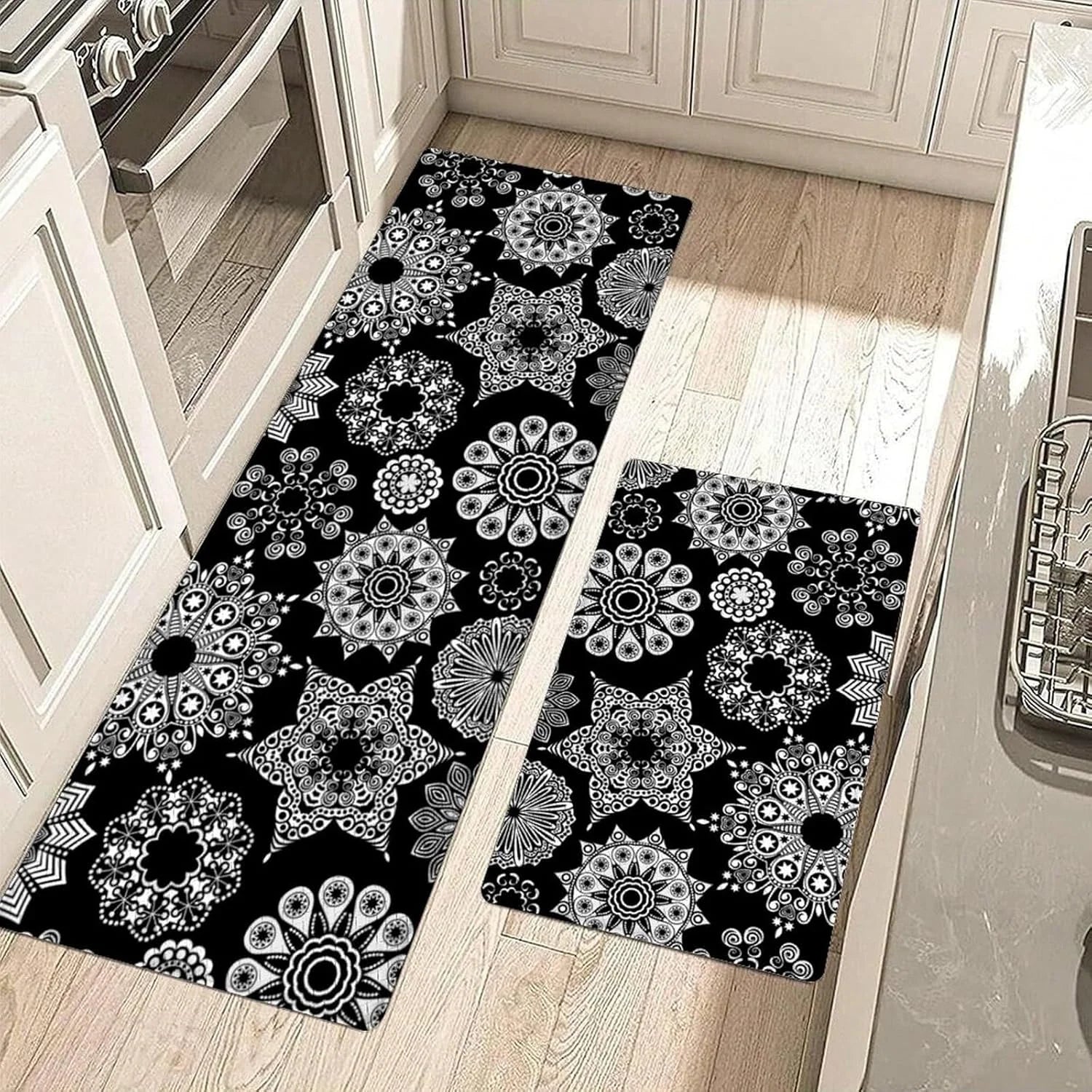 Tapis de cuisine gris à étoile