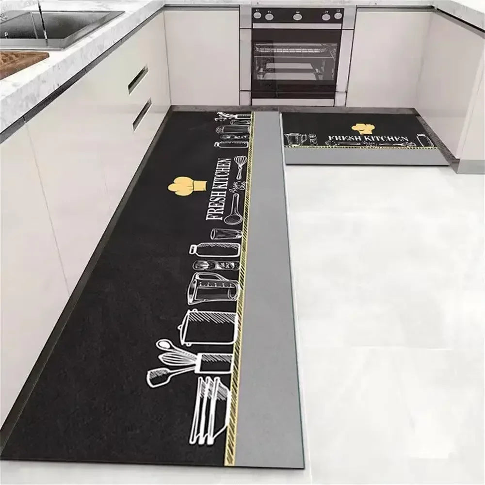 Tapis de cuisine gris et blanc