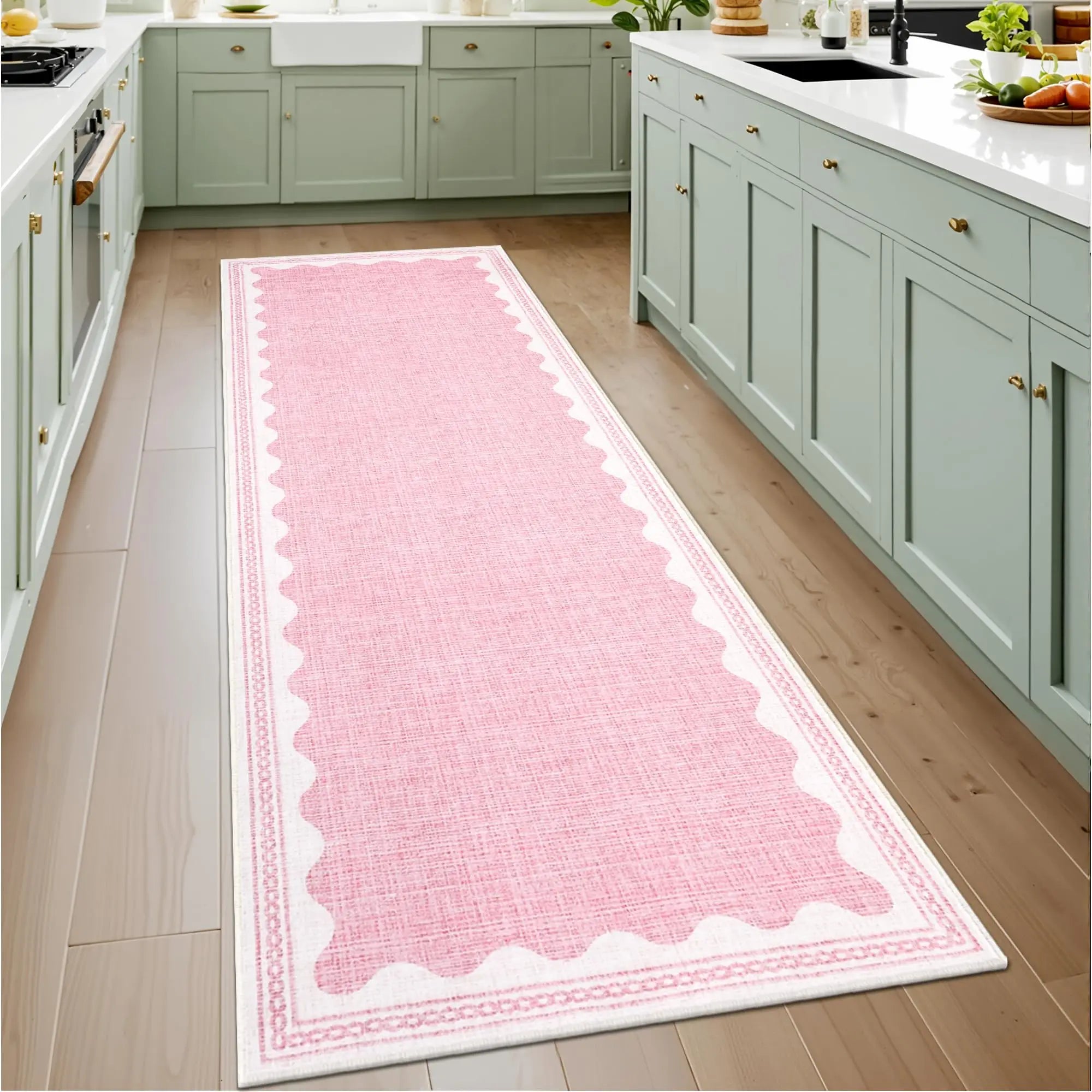 Tapis de cuisine rose