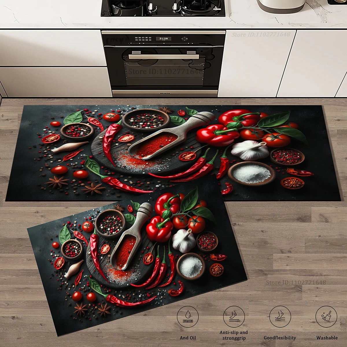 tapis de cuisine basilic