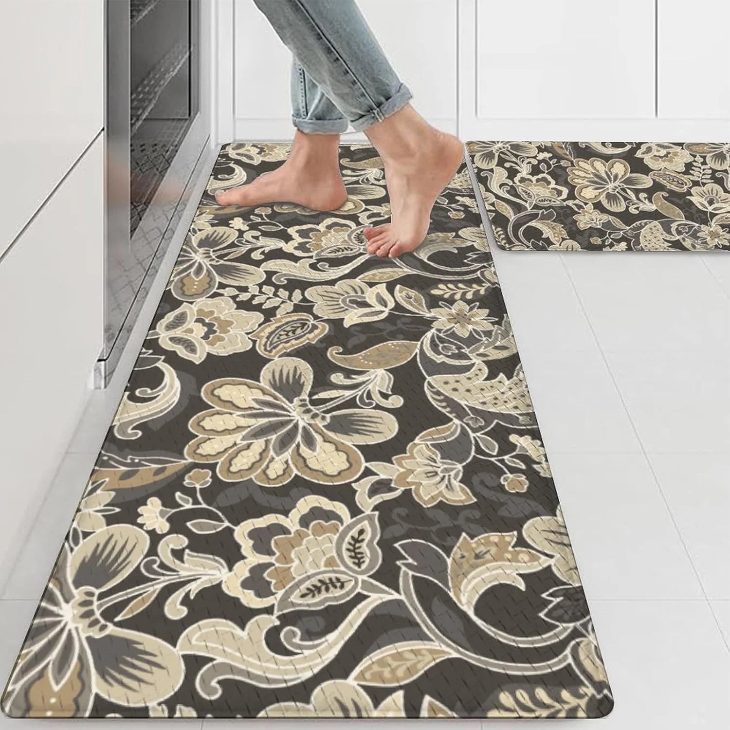 Tapis de cuisine gris à étoile