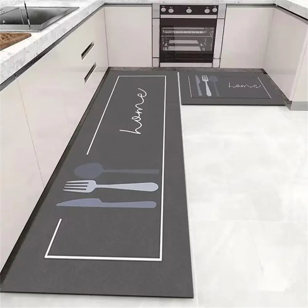 Tapis de cuisine gris et blanc