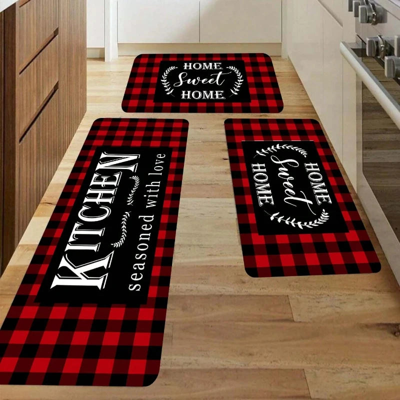 tapis de cuisine devant d' evier rouge