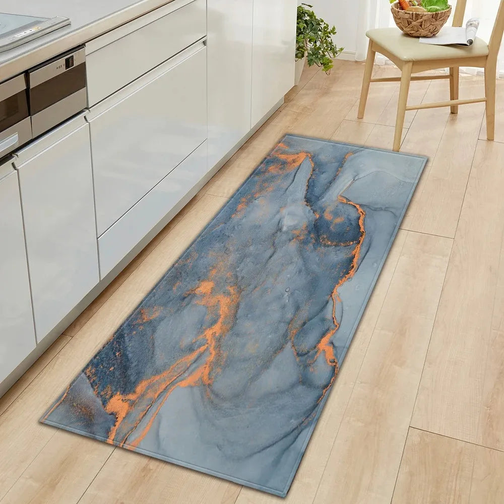 tapis de cuisine bleu canard