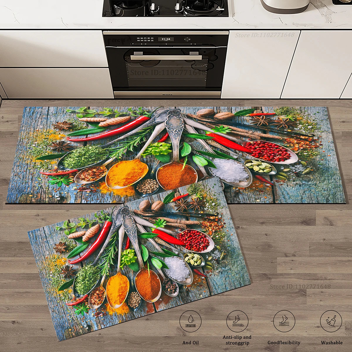 tapis de cuisine basilic