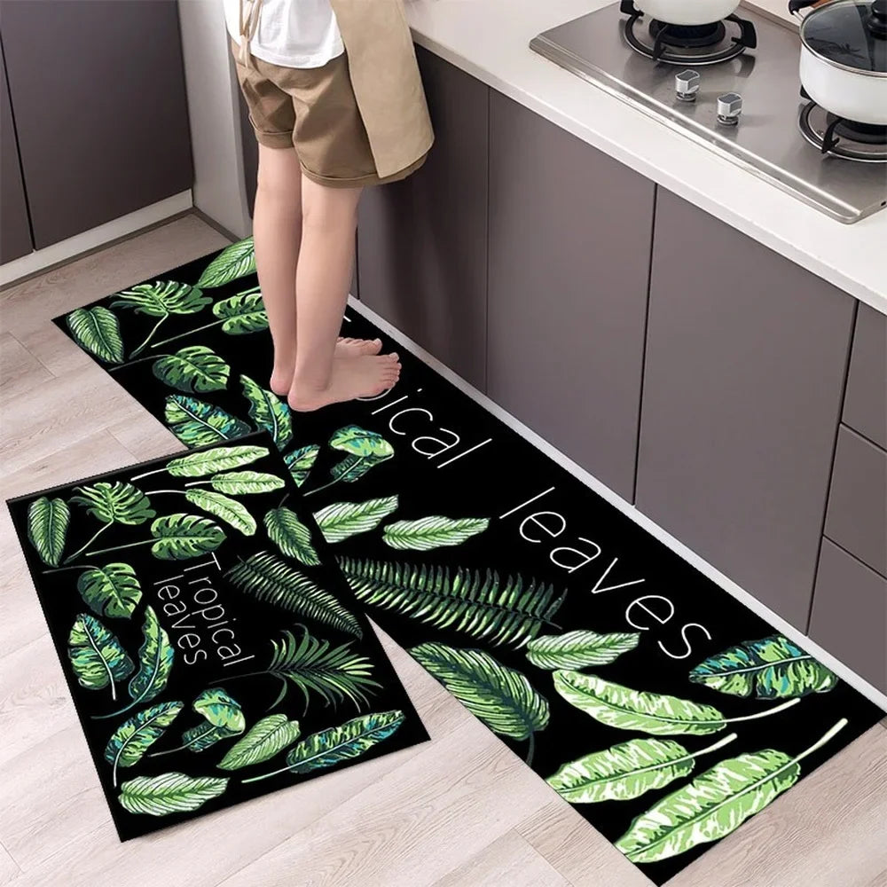 Petit tapis de cuisine vert foncé