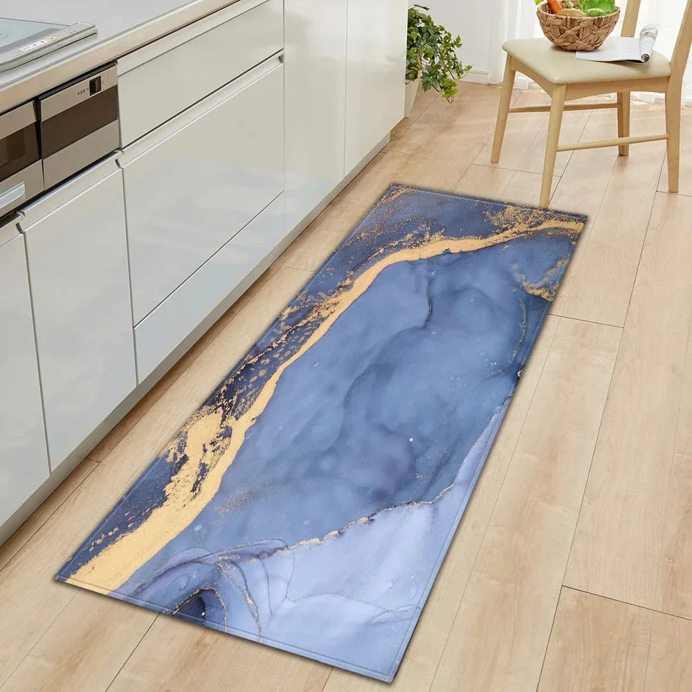 tapis de cuisine bleu canard
