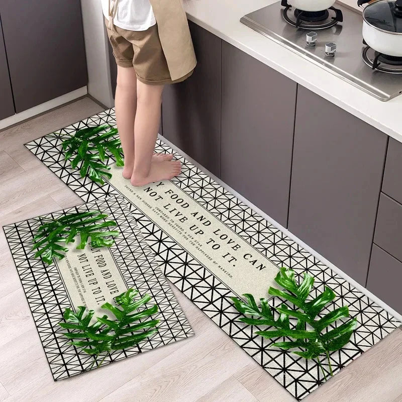 Petit tapis de cuisine vert foncé
